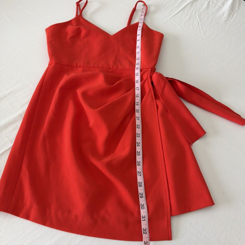French Connection Womens Sz US 4 Whisper Faux Wrap Dress Red V-Neck Resort EUC - Picture 14 of 14